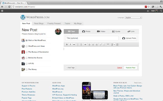 WordPress.com  from Chrome web store to be run with OffiDocs Chromium online