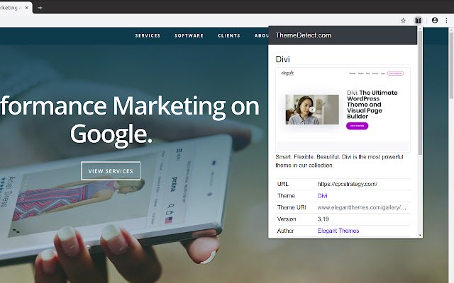 WordPress Theme Detection ThemeDetect.com  from Chrome web store to be run with OffiDocs Chromium online