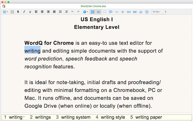 WordQ US I  from Chrome web store to be run with OffiDocs Chromium online