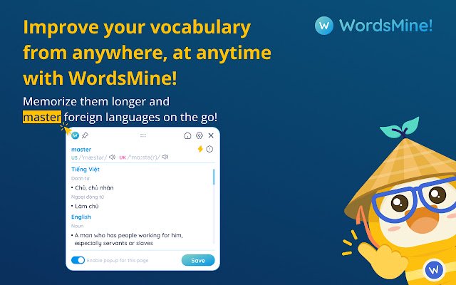 WordsMine! One stop solution for vocabulary  from Chrome web store to be run with OffiDocs Chromium online