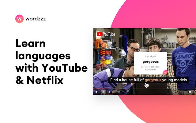 Wordzzz – Learn language with video subs  from Chrome web store to be run with OffiDocs Chromium online