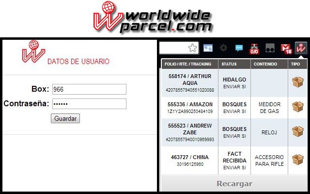 worldwideparcel.com  from Chrome web store to be run with OffiDocs Chromium online