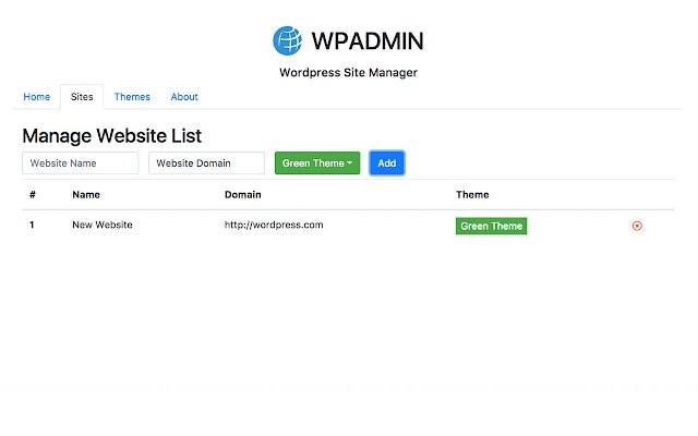 WPADMIN : Wordpress Site Manager  from Chrome web store to be run with OffiDocs Chromium online