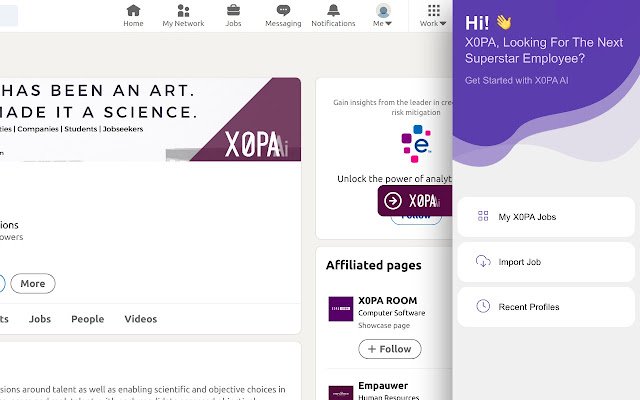 X0PA Recruiter Extension for LinkedIn  from Chrome web store to be run with OffiDocs Chromium online