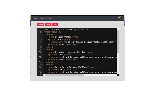 XML Formatter  from Chrome web store to be run with OffiDocs Chromium online