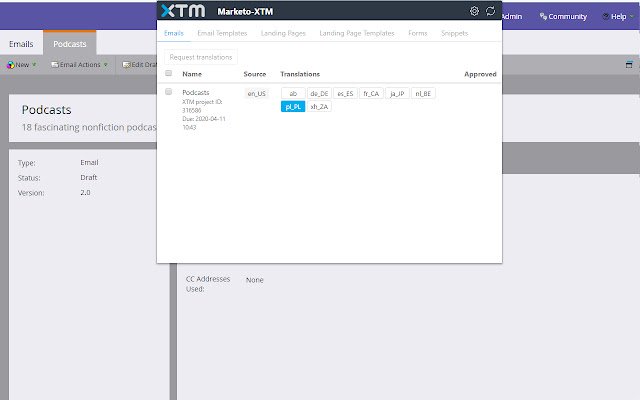 XTM Marketo connector  from Chrome web store to be run with OffiDocs Chromium online