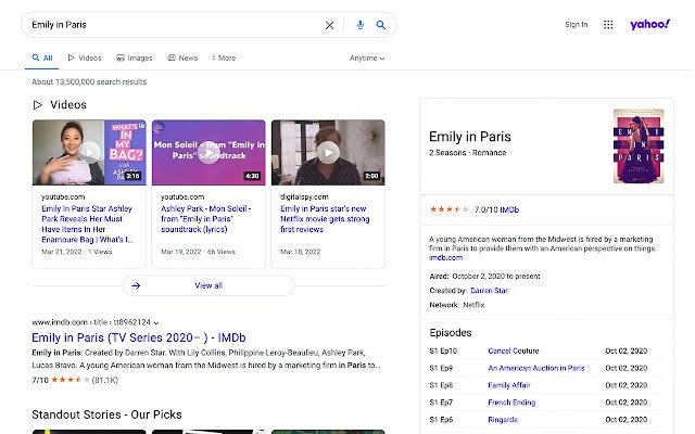 Yahoo Search  from Chrome web store to be run with OffiDocs Chromium online