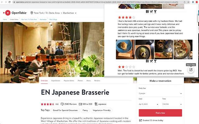 Yelp su OpenTable dal Chrome Web Store da eseguire con OffiDocs Chromium online