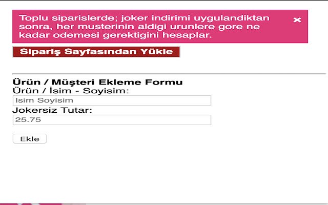 Yemeksepeti Joker Hesaplayici  from Chrome web store to be run with OffiDocs Chromium online