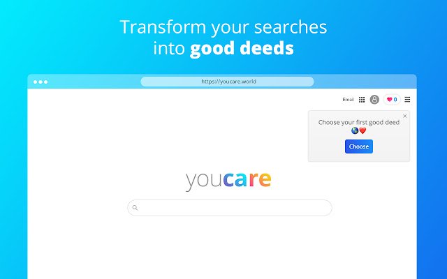 YouCare, the charitable search engine  from Chrome web store to be run with OffiDocs Chromium online