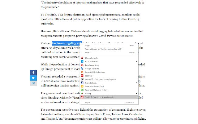 การค้นหา YouGlish จาก Chrome เว็บสโตร์จะทำงานร่วมกับ OffiDocs Chromium ออนไลน์