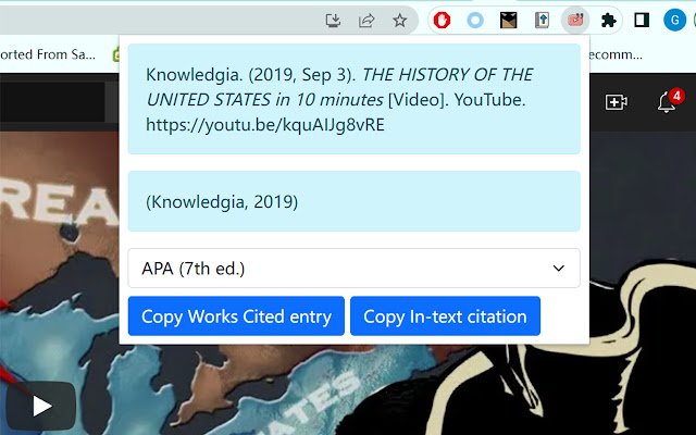 YouTube Citation Generator da Chrome Web Store para ser executado com OffiDocs Chromium online