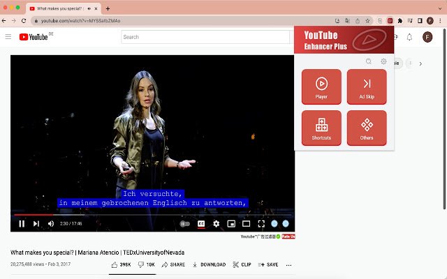 YouTube™ Enhancer Plus من متجر Chrome الإلكتروني ليتم تشغيله مع OffiDocs Chromium عبر الإنترنت