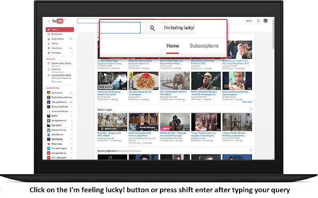 Youtube I am feeling Lucky  from Chrome web store to be run with OffiDocs Chromium online