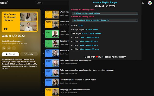 Youtube Playlist Ranger dari toko web Chrome untuk dijalankan dengan OffiDocs Chromium online