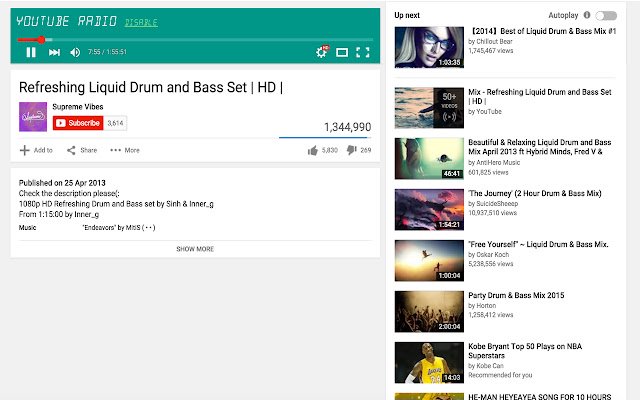 Youtube Radio  from Chrome web store to be run with OffiDocs Chromium online