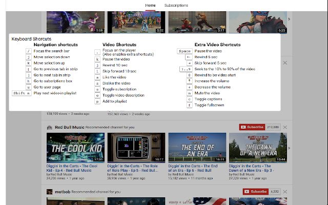 Youtube™ Shortcuts  from Chrome web store to be run with OffiDocs Chromium online