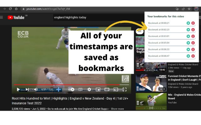 YouTube Timestamp Bookmarker Gravitate Webs  from Chrome web store to be run with OffiDocs Chromium online