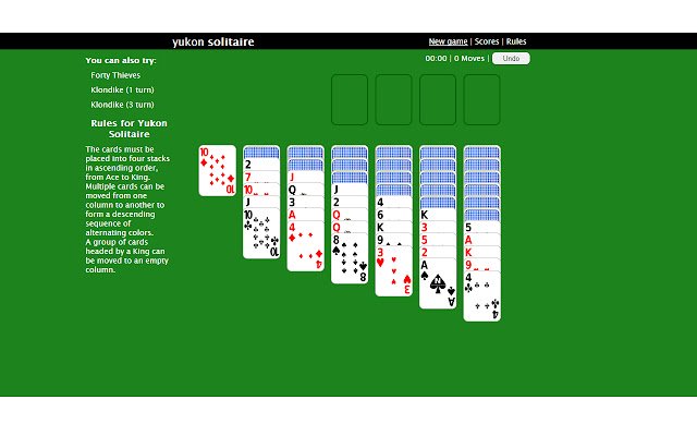 Yukon Solitaire  from Chrome web store to be run with OffiDocs Chromium online