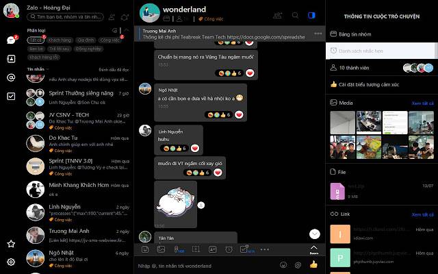 Zalo Dark Mode từ cửa hàng Chrome trực tuyến sẽ chạy với OffiDocs Chrome trực tuyến