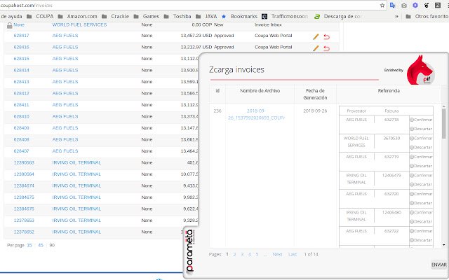 Zcarga_invoices plugin Producción  from Chrome web store to be run with OffiDocs Chromium online