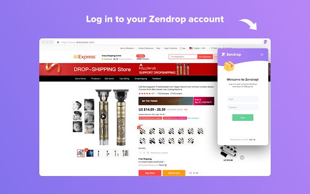 Zendrop Trình nhập sản phẩm AliExpress từ cửa hàng Chrome trực tuyến để chạy trực tuyến với OffiDocs Chrome