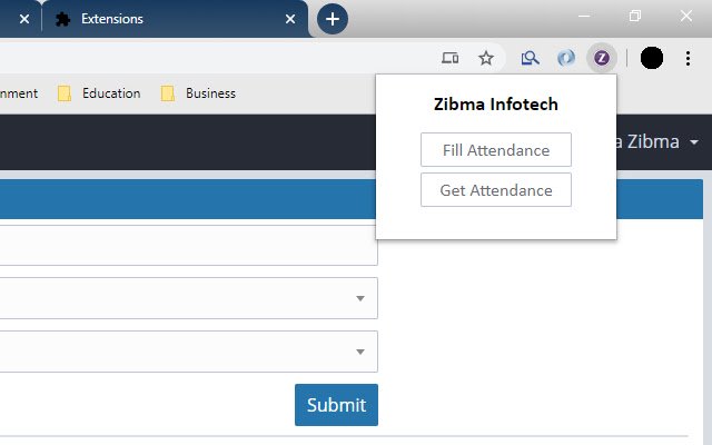 Zibma Infotech (Attendance)  from Chrome web store to be run with OffiDocs Chromium online