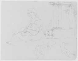 Free download Seated Woman Holding Baby; Ionic Porch and Balustrade, Three Fleeting Figures (from Rubens Massacre of Innocents? Or Allegory of War) (from Sketchbook) free photo or picture to be edited with GIMP online image editor