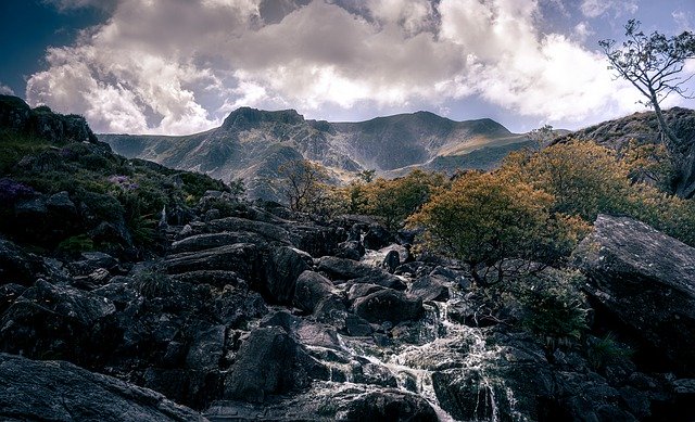 Free download snowdon mountains stream wales free picture to be edited with GIMP free online image editor