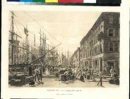 Free download South Street from Maiden Lane, New York, in 1828 free photo or picture to be edited with GIMP online image editor