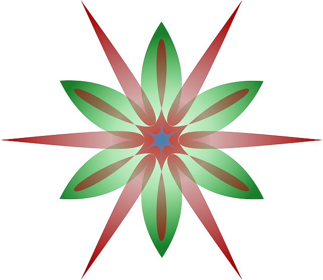 Free download Starburst Flower Red And Green - Free vector graphic on Pixabay free illustration to be edited with GIMP free online image editor