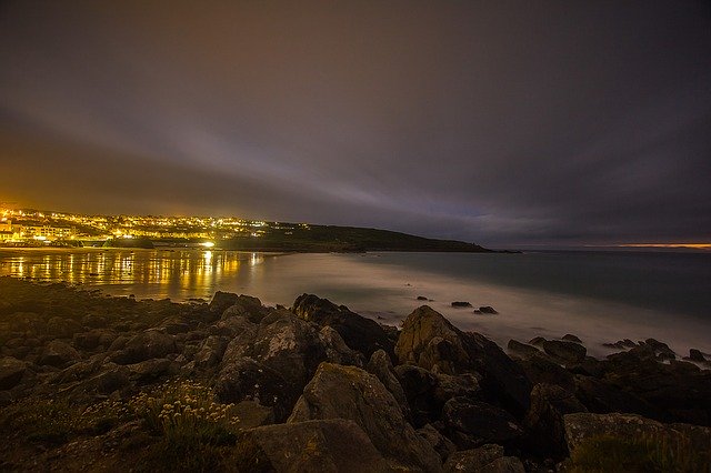 Free download st ives ebb night ocean england free picture to be edited with GIMP free online image editor