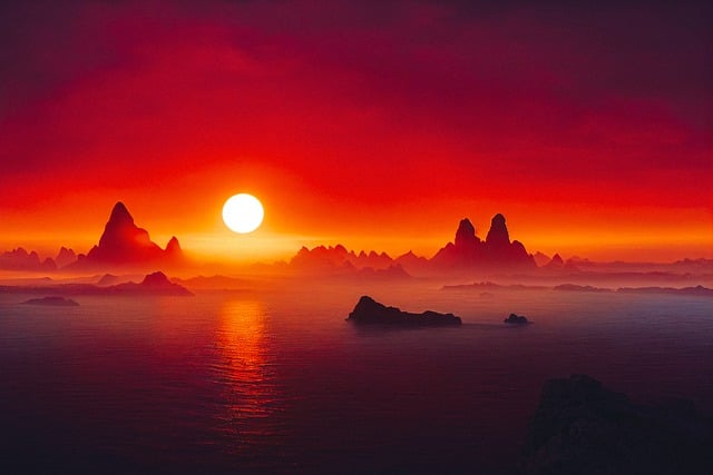 Kostenloser Download Sonnenuntergang See Nebel Berge Sonne Kostenloses Bild, das mit dem kostenlosen Online-Bildbearbeitungsprogramm GIMP bearbeitet werden kann