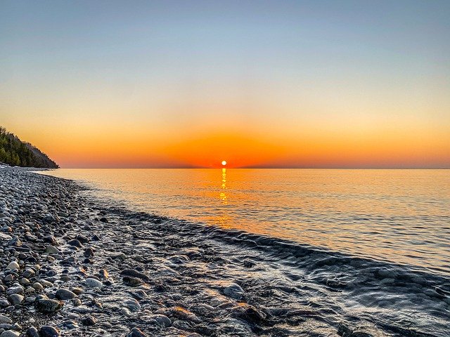 Free download sunset lake lake michigan landscape free picture to be edited with GIMP free online image editor