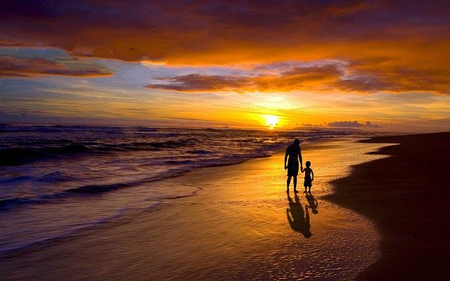 Free download sunset silhouettes father son free picture to be edited with GIMP free online image editor