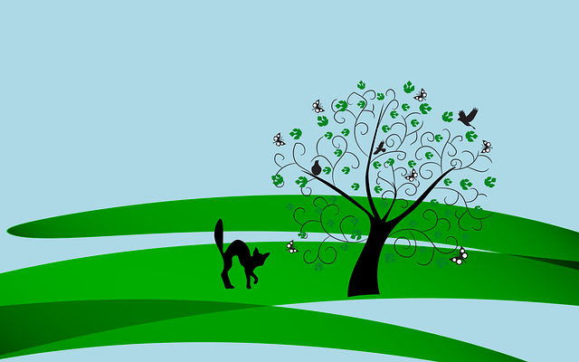 Free download Tree Cat Birds -  free illustration to be edited with GIMP free online image editor