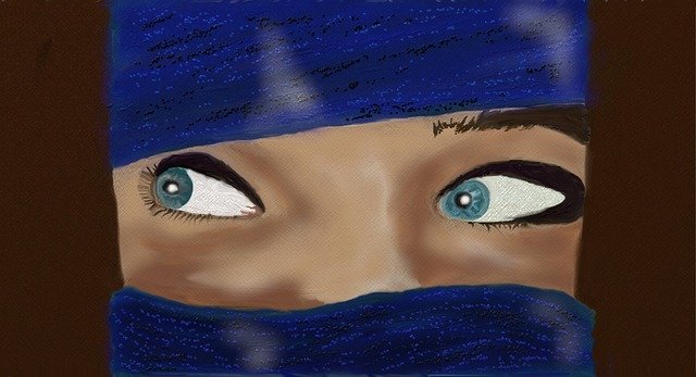 تنزيل مجاني لـ Veiling Eyes Woman - رسم توضيحي مجاني ليتم تحريره باستخدام محرر الصور المجاني عبر الإنترنت GIMP