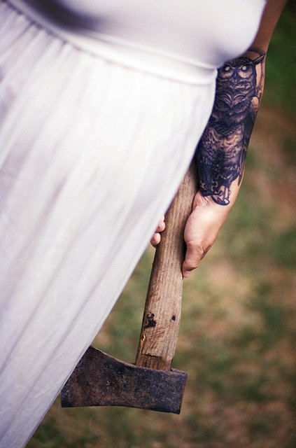 Free download white dress axe tattoo horror free picture to be edited with GIMP free online image editor