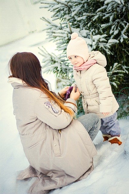 Free download winter mittens mom and daughter free picture to be edited with GIMP free online image editor