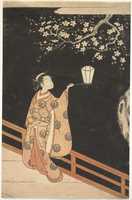 Free download Woman Admiring Plum Blossoms at Night free photo or picture to be edited with GIMP online image editor