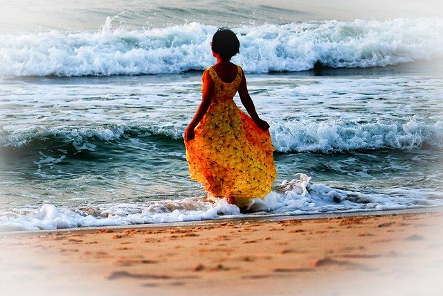 Free download woman sea beach fashion dress free picture to be edited with GIMP free online image editor