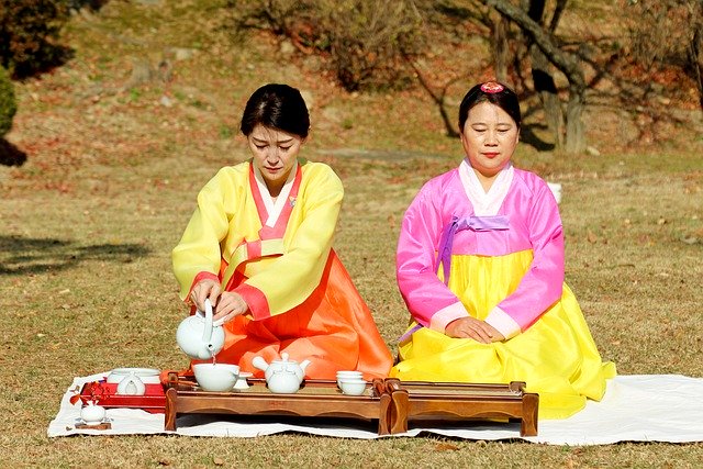 Free download women korean hanbok tea time free picture to be edited with GIMP free online image editor