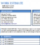 Free download Work Estimate Invoice Microsoft Word, Excel or Powerpoint template free to be edited with LibreOffice online or OpenOffice Desktop online