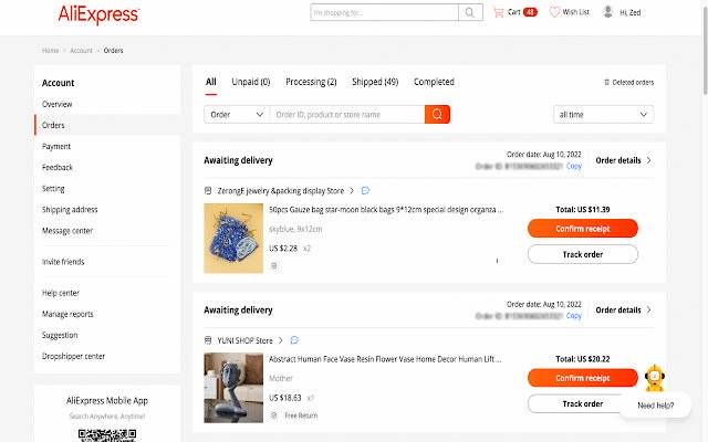 AliVoice Uzyskaj potwierdzenie faktury AliExpress ze sklepu internetowego Chrome, które będzie działać z OffiDocs Chromium online