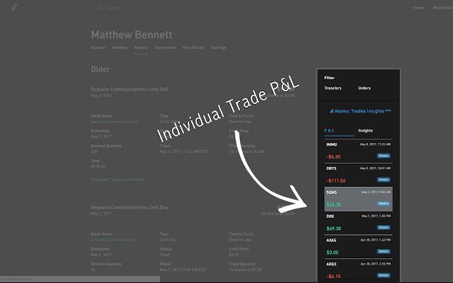 Atomic Trade Insights de Chrome web store se ejecutará con OffiDocs Chromium en línea