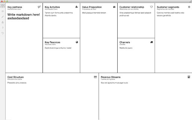 Business Model Canvas ze sklepu internetowego Chrome do uruchomienia z OffiDocs Chromium online