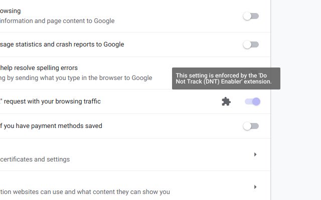 Do Not Track (DNT) Enabler de Chrome web store para ejecutarse con OffiDocs Chromium en línea