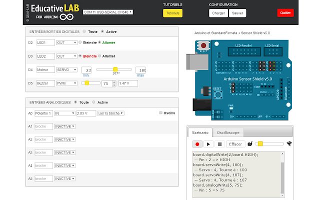 LAB آموزشی برای Arduino و Firmata از فروشگاه وب کروم که با OffiDocs Chromium به صورت آنلاین اجرا می شود