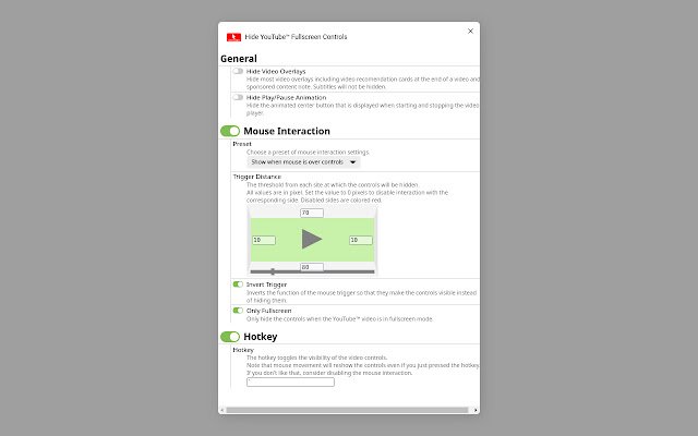 ซ่อน YouTube™ Fullscreen Controls จาก Chrome เว็บสโตร์เพื่อใช้งาน OffiDocs Chromium ทางออนไลน์