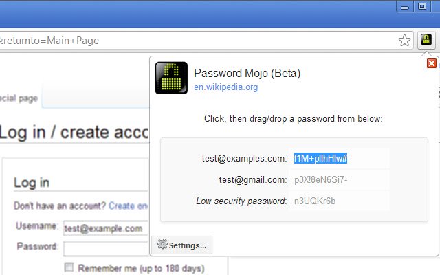 Password Mojo (Beta) aus dem Chrome-Webshop zur Ausführung mit OffiDocs Chromium online